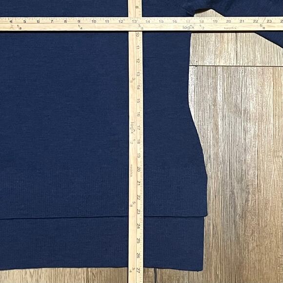 Eileen Fisher 100% Merino Wool Crew Neck High Low Hem Sweater Blue XXS Italian - Picture 8 of 8